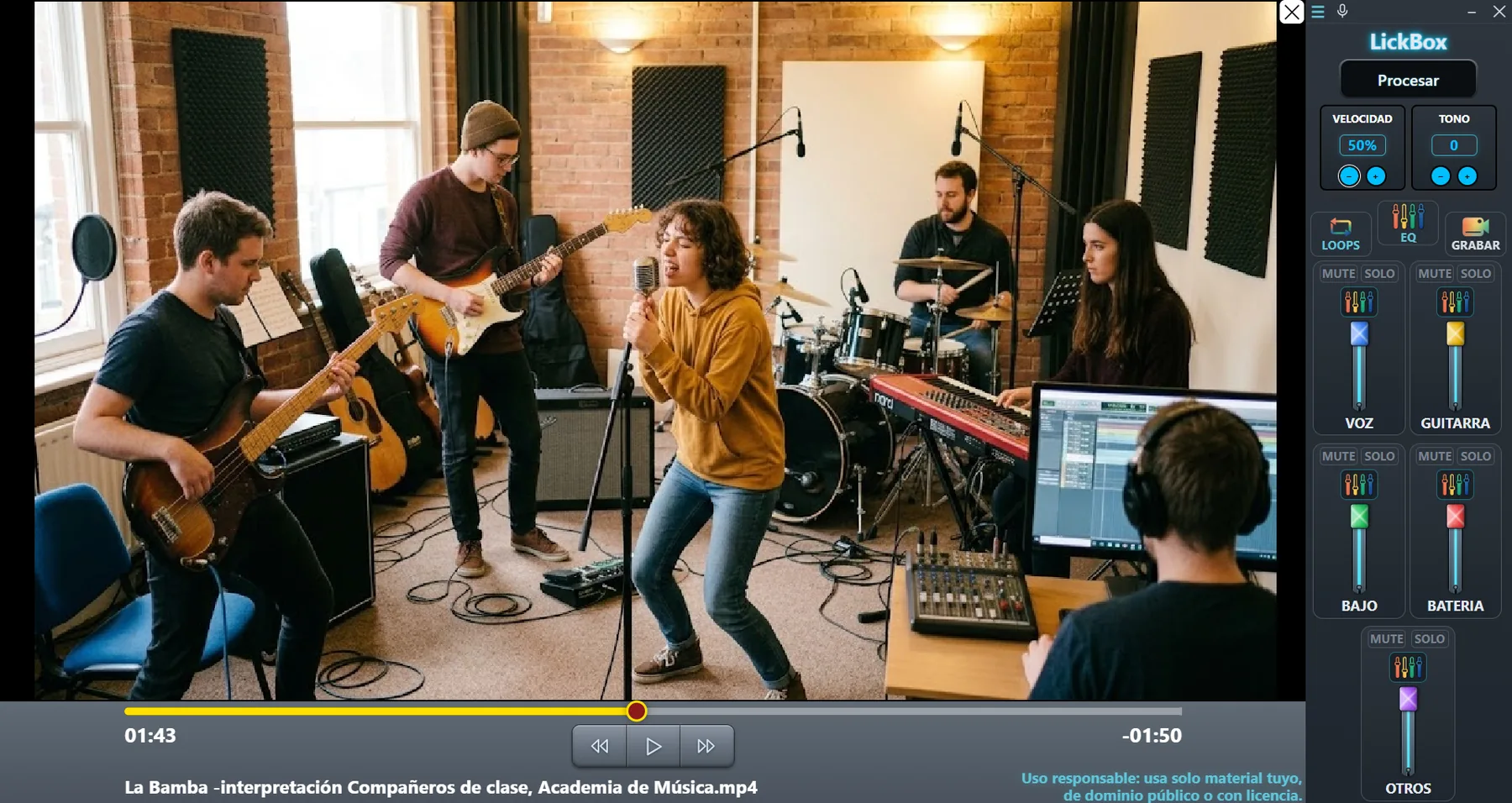 LickBox en modo vídeo con la velocidad reducida al 50 %.