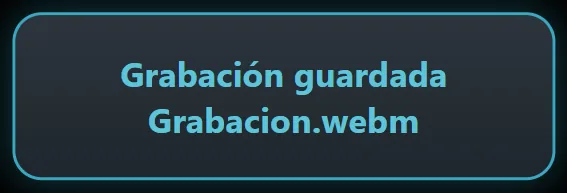 Mensaje de cierre de grabación y guardado del vídeo en LickBox.